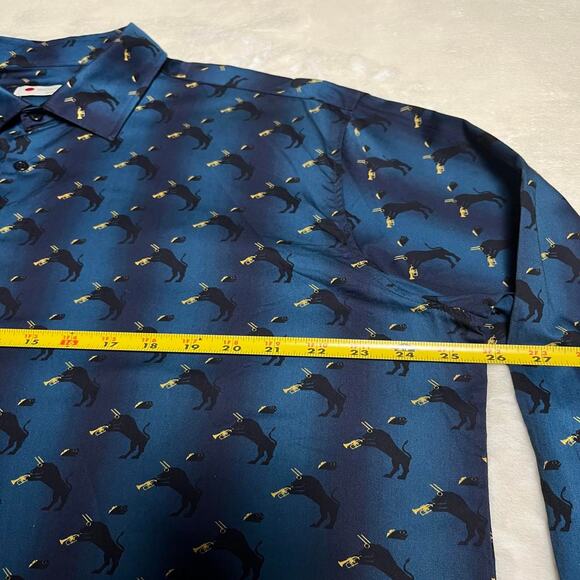 Wolff Blitz Absurd Print Button Up Shirt Men's 2XL German Luxe Bull Trumpet Fish - Picture 6 of 8